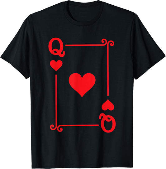 Playing Cards Costume - Queen Hearts Card - Queen Card T-Shirt - T-Shirt | Black