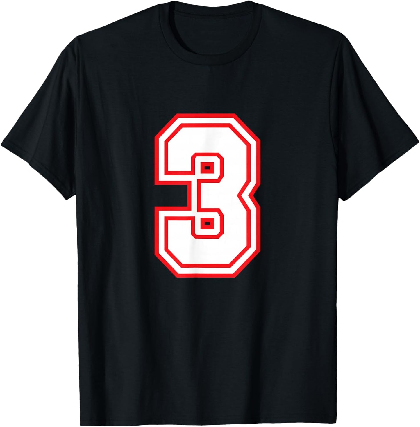 Number #3 Red Varsity Favorite Number T-Shirt - T-Shirt | Black