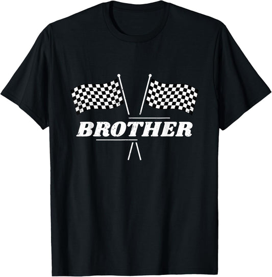 Pit Crew Brother Racing Car Family Matching Birthday Party T-Shirt - T-Shirt | Black