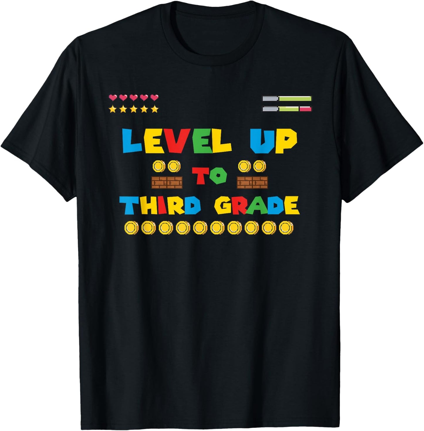 Level Up To Third Grade 3rd Kiddo Game Gaming Back to School T-Shirt - T-Shirt | Black