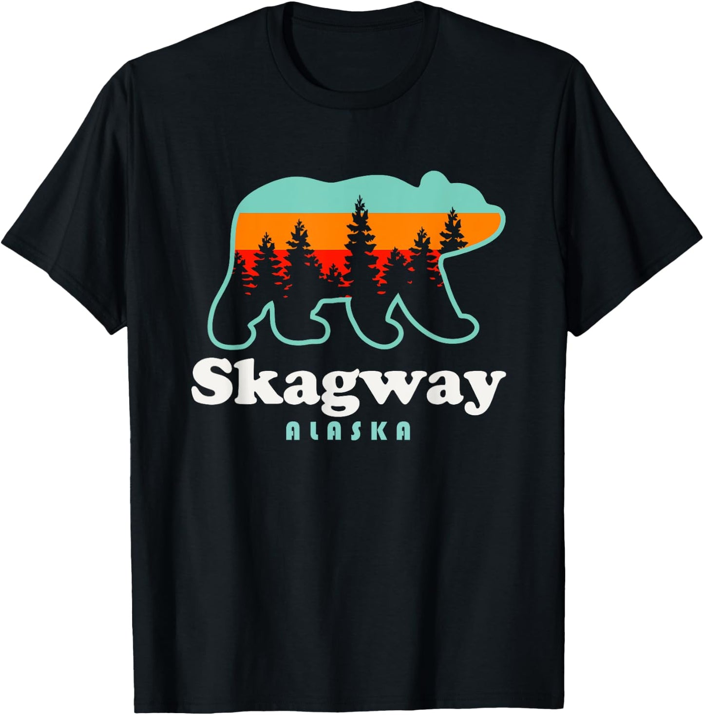 Skagway Alaska Travel Retro Bear Mountains T-Shirt - T-Shirt | Black