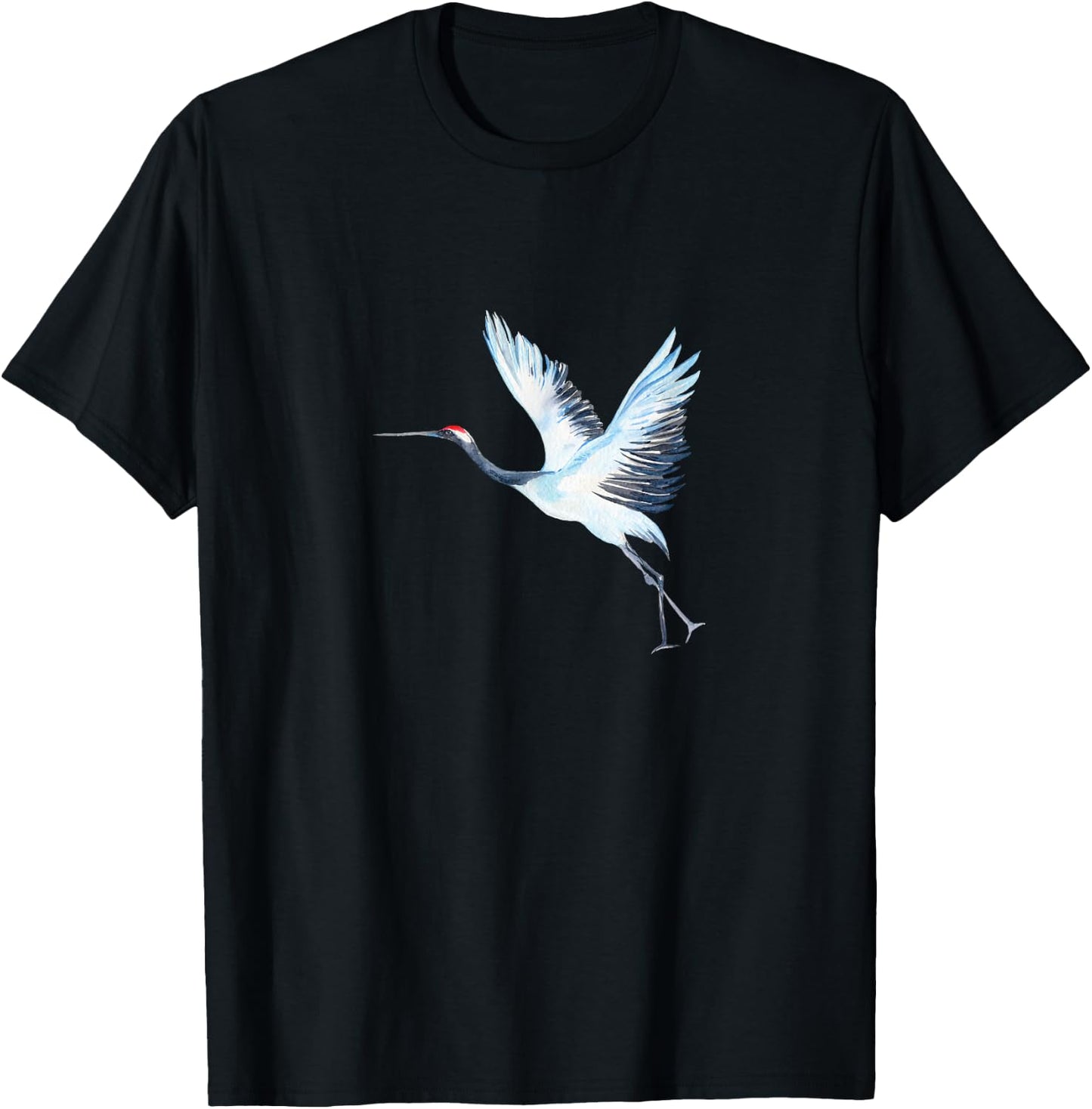 Sandhill Crane Heron Design Illustration Water Color T-Shirt - T-Shirt | Black