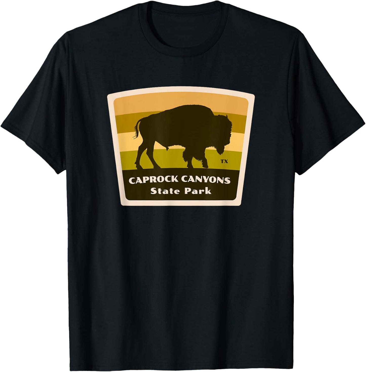 Caprock Canyons State Park and Trail Texas TX Bison Badge T-Shirt - T-Shirt | Black