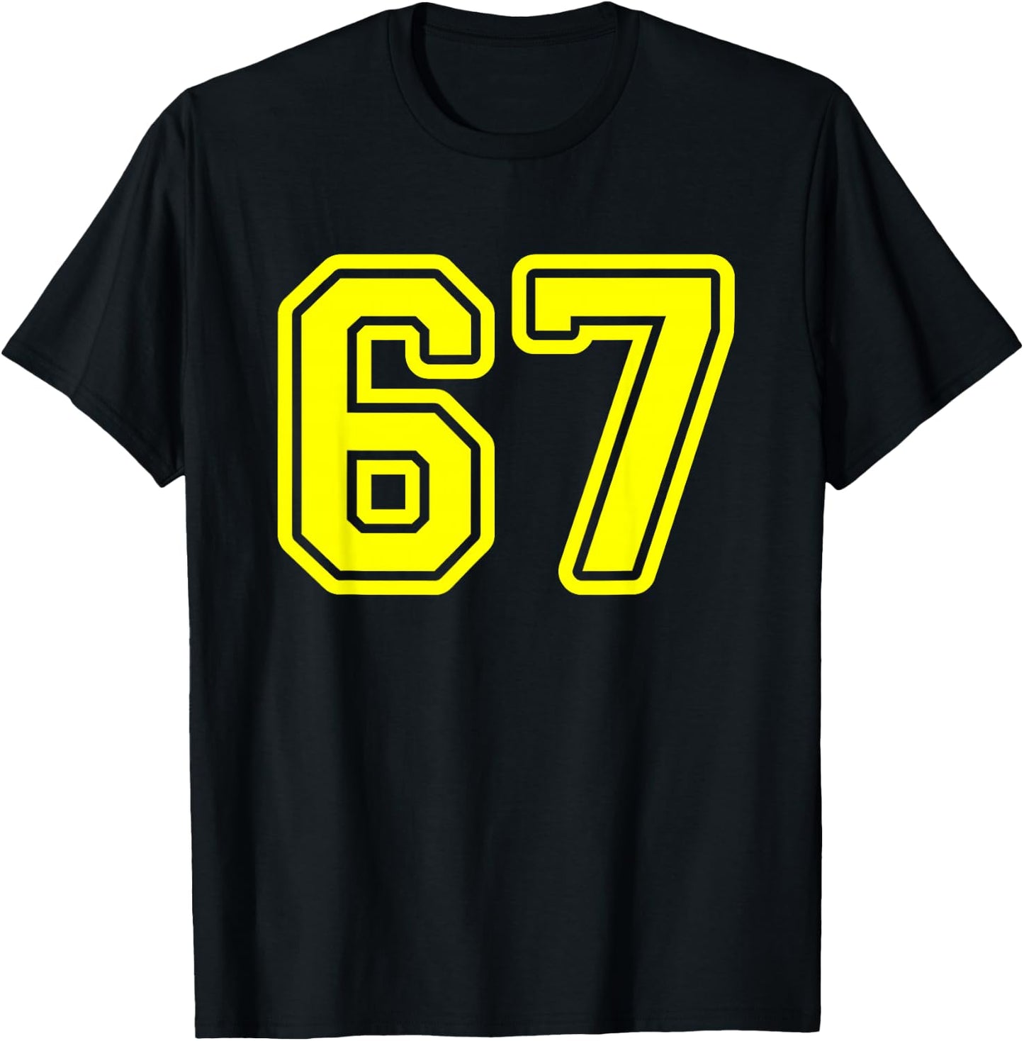 Yellow Sports Team Number #67 T-Shirt - T-Shirt | Black