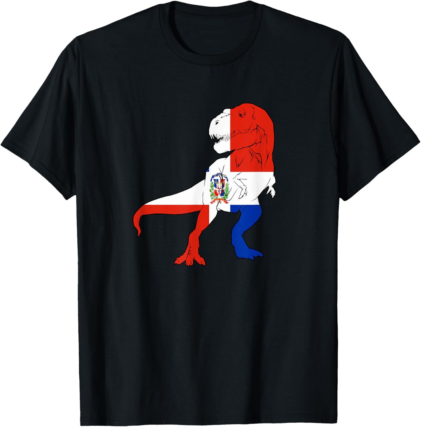 Dominican Trex Dinosaur Boys Kids Republic Dominicana Flag T-Shirt - T-Shirt | Black