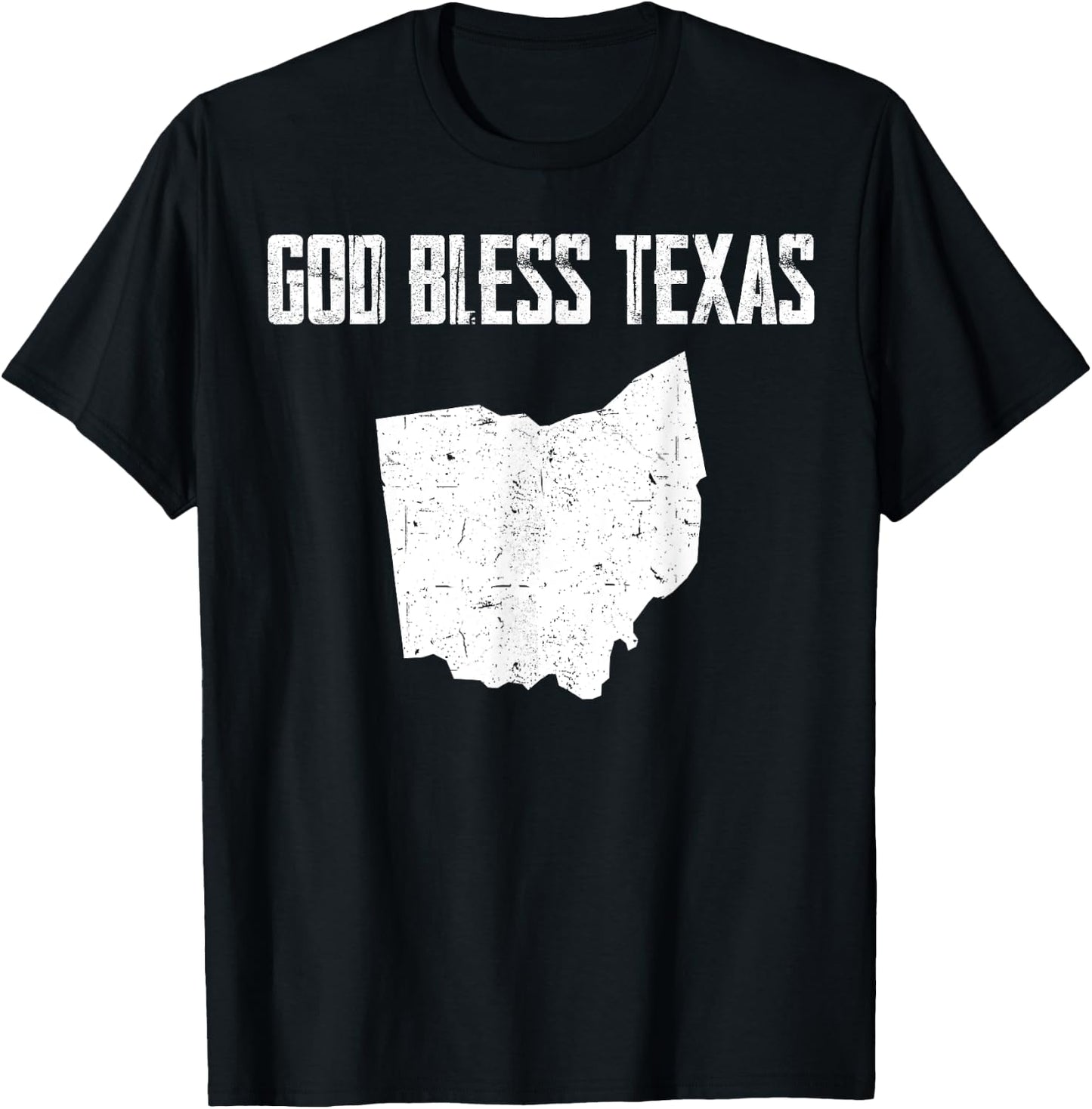 God Bless Texas Ohio Cool Funny Vintage US States Map T-Shirt - T-Shirt | Black
