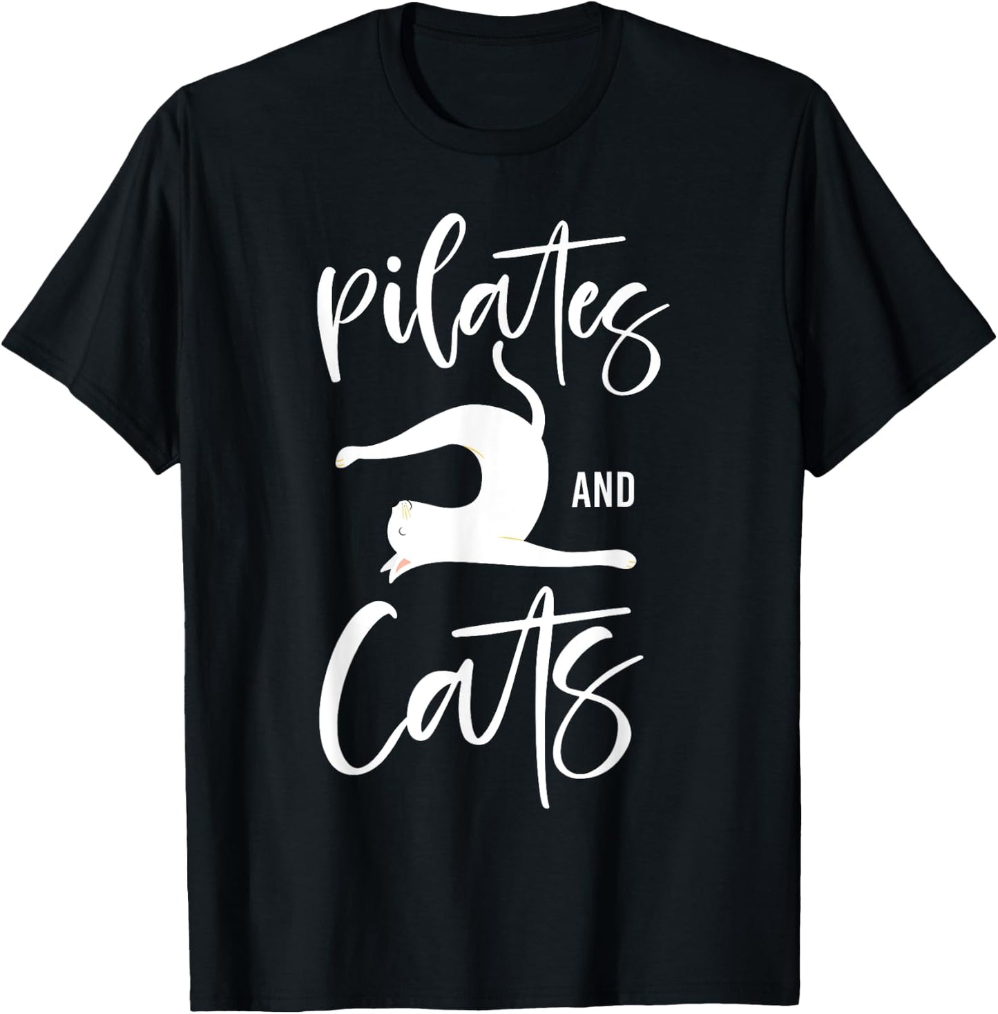Pilates Instructor Teacher Cat Pilates And Cats Women Girls Kids T-Shirt - T-Shirt | Black