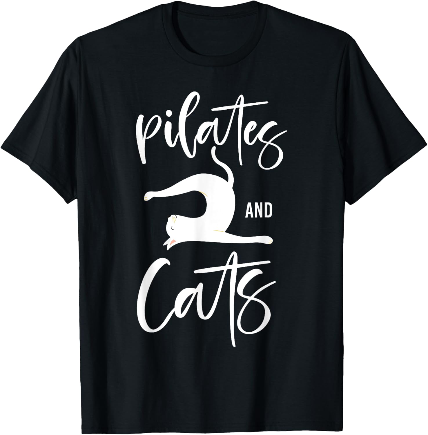 Pilates Instructor Teacher Cat Pilates And Cats Women Girls Kids T-Shirt - T-Shirt | Black