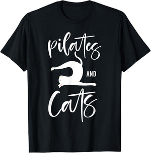 Pilates Instructor Teacher Cat Pilates And Cats Women Girls Kids T-Shirt - T-Shirt | Black