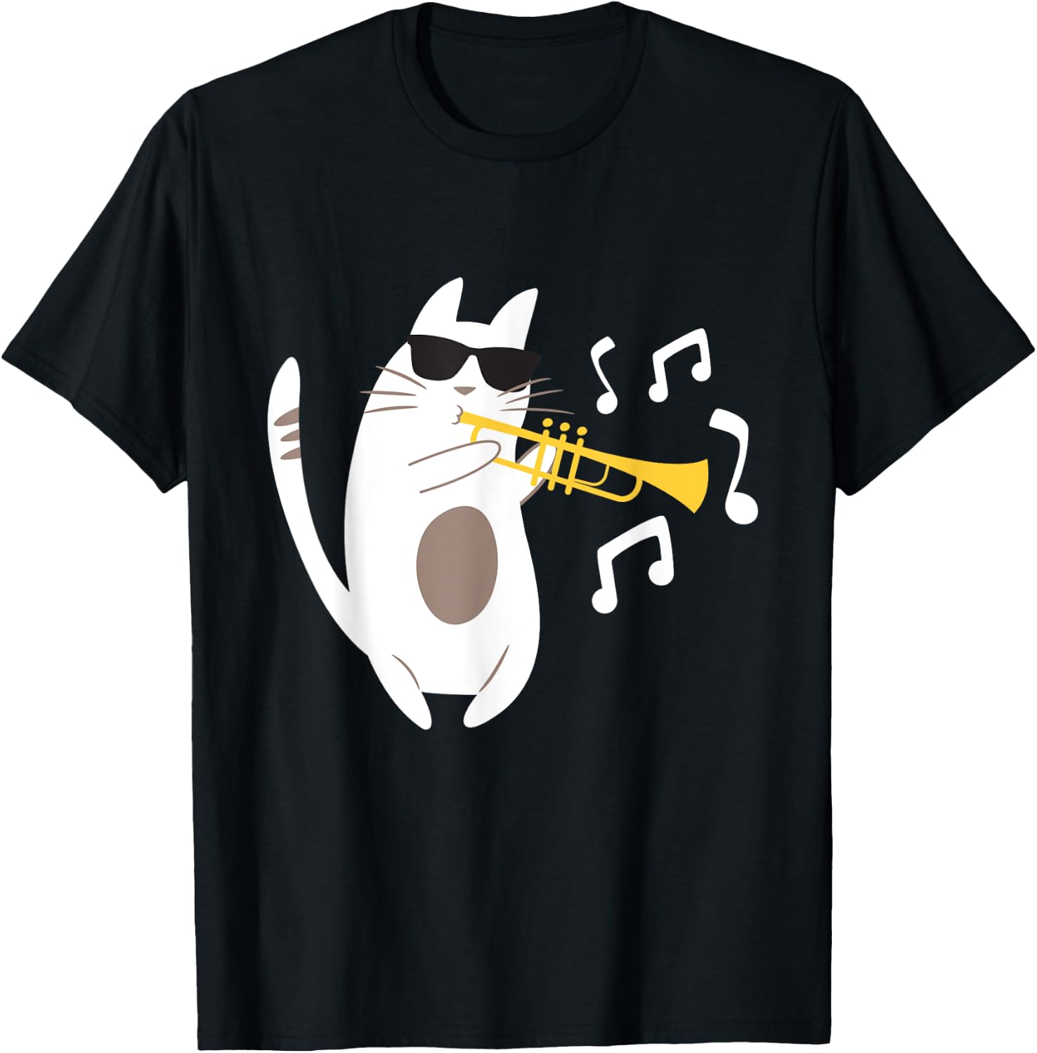 The Trumpeter Cat - Trumpet Player Marching Band Men Women Girls Kids T-Shirt - T-Shirt | Black