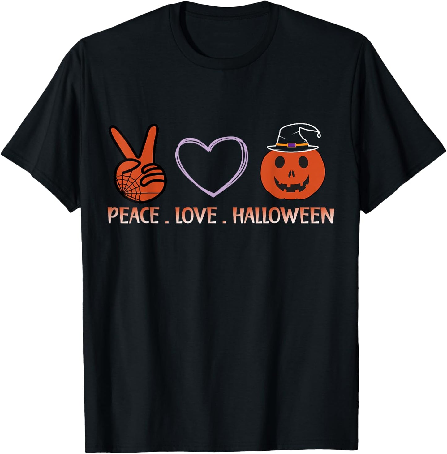 Peace Love Halloween Spirit Spooky Necromancer T-Shirt - T-Shirt | Black