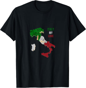 Italy Map Italian Shoe Green White Red Italy Flag Men Women T-Shirt - T-Shirt | Black