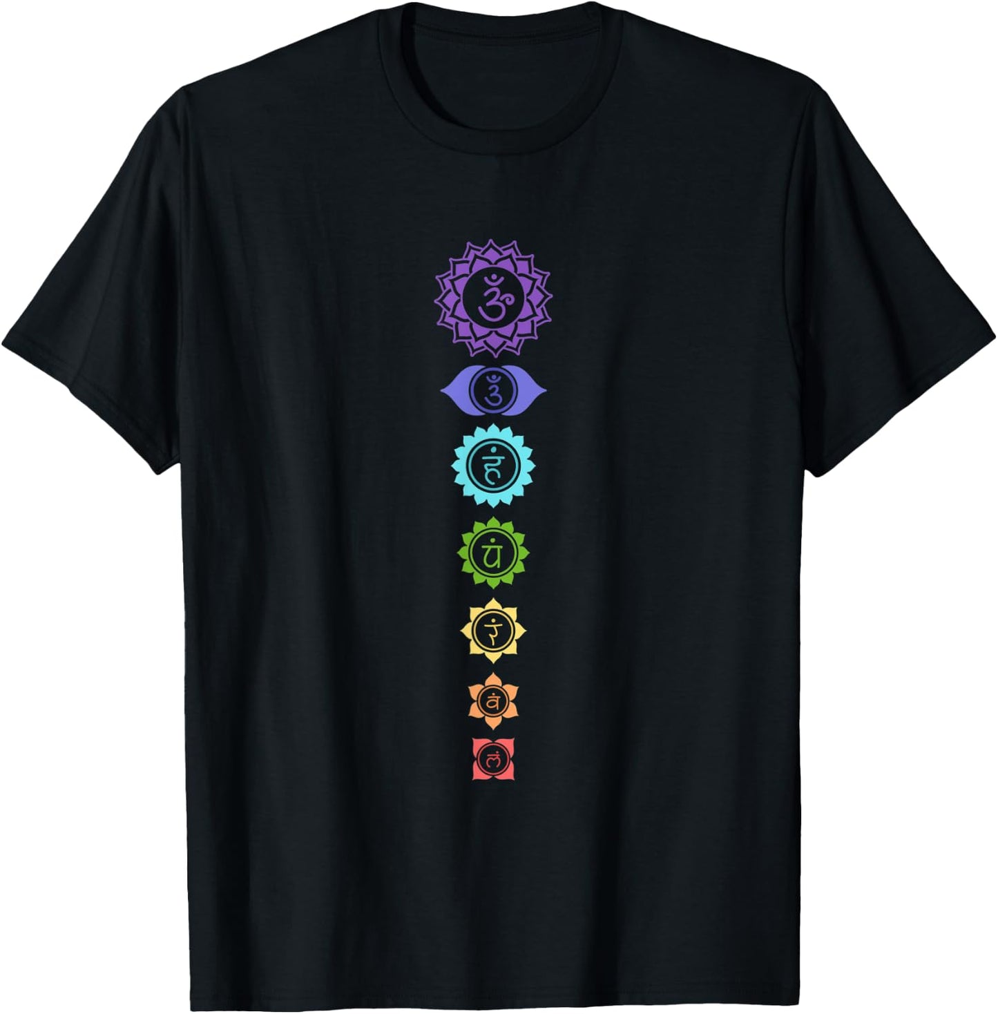 Seven Chakra Crystals Healing Colors Reiki Master T-Shirt - T-Shirt | Black