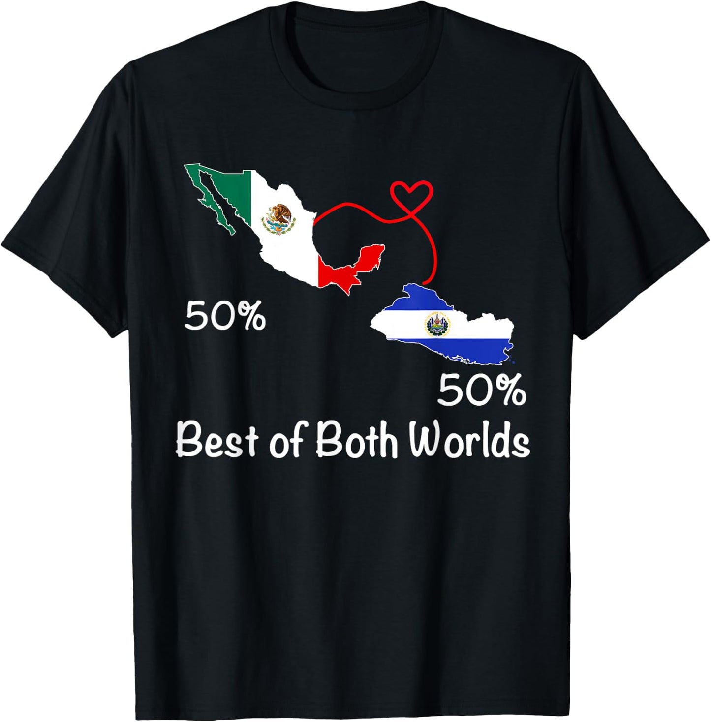 Half Salvadorian Half Mexican Flag Map Salvador Mexico T-Shirt - T-Shirt | Black