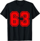 Number #63 Red Varsity Favorite Number T-Shirt - T-Shirt | Black