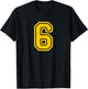 Yellow Sports Team Number #6 T-Shirt - T-Shirt | Black
