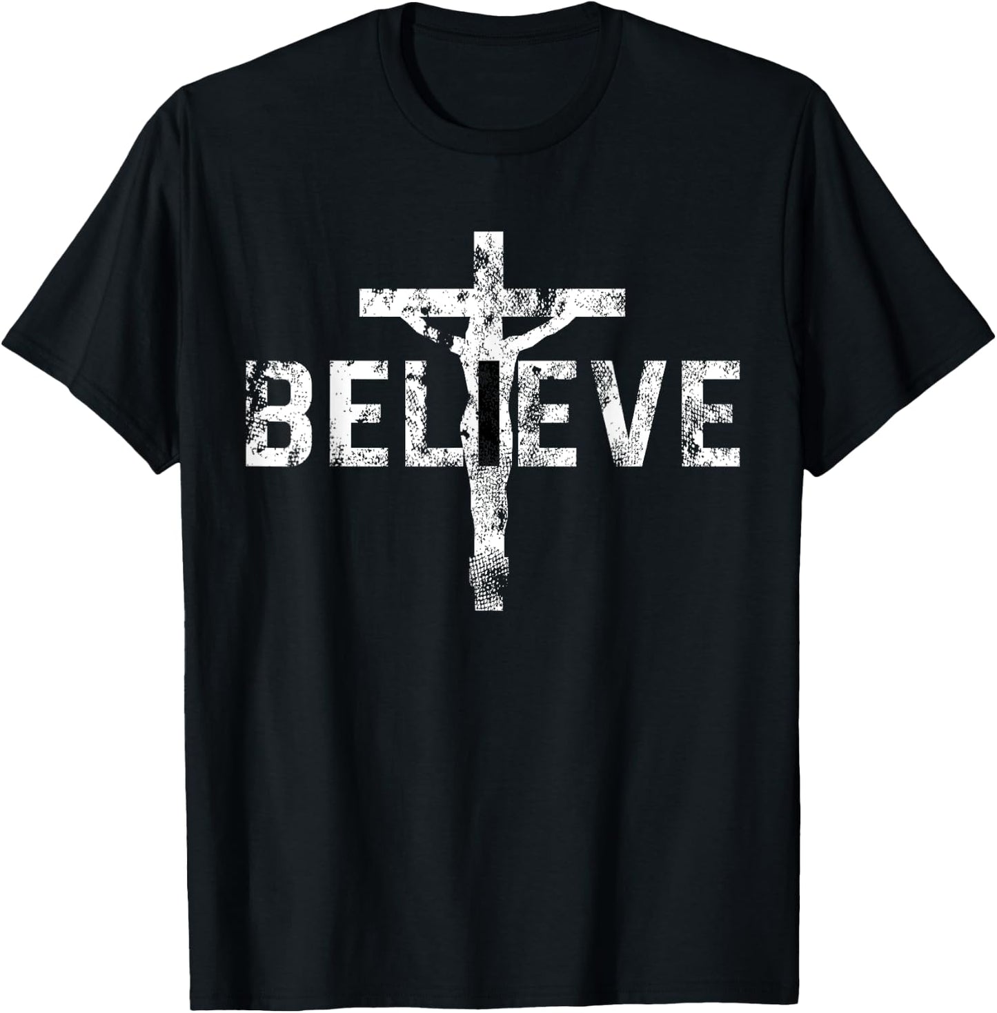 Believe Cross Christian Jesus Christ Religious Faith T-Shirt - T-Shirt | Black