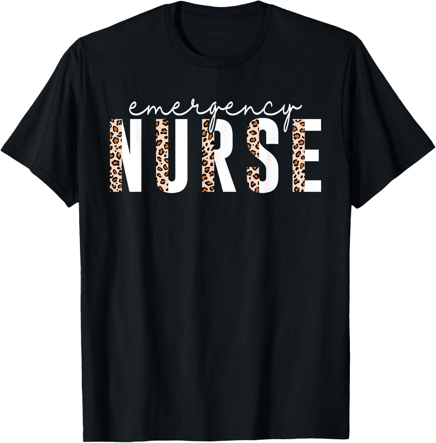 Emergency Nurse Leopard Print ER Nurse Nursing School Women T-Shirt - T-Shirt | Black