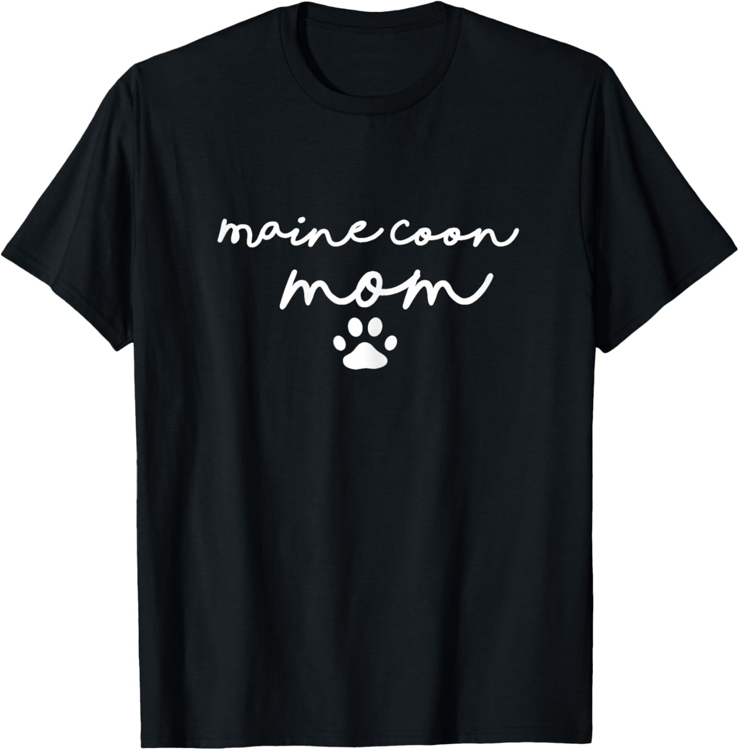 Proud Maine Coon Cat Mom Funny Pawprint Simple T-Shirt - T-Shirt | Black