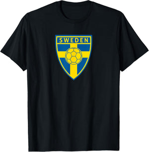 Sweden Flag Swedish Soccer Football Fan Team T-Shirt - T-Shirt | Black