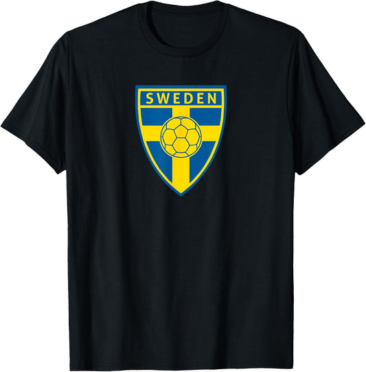 Sweden Flag Swedish Soccer Football Fan Team T-Shirt - T-Shirt | Black