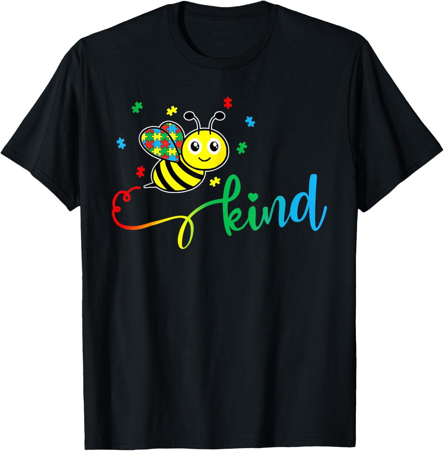 Bee Kind Autism Awareness Month Gift T-Shirt - T-Shirt | Black