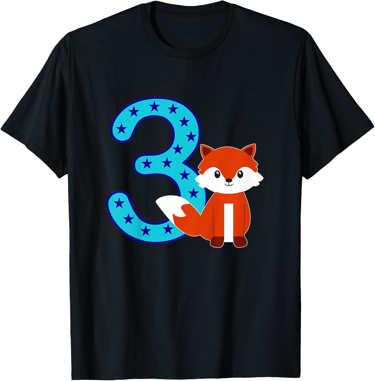 Kids 3rd Birthday Girl Boy Cute Fox I'm 3 Years Old T-Shirt - T-Shirt | Black