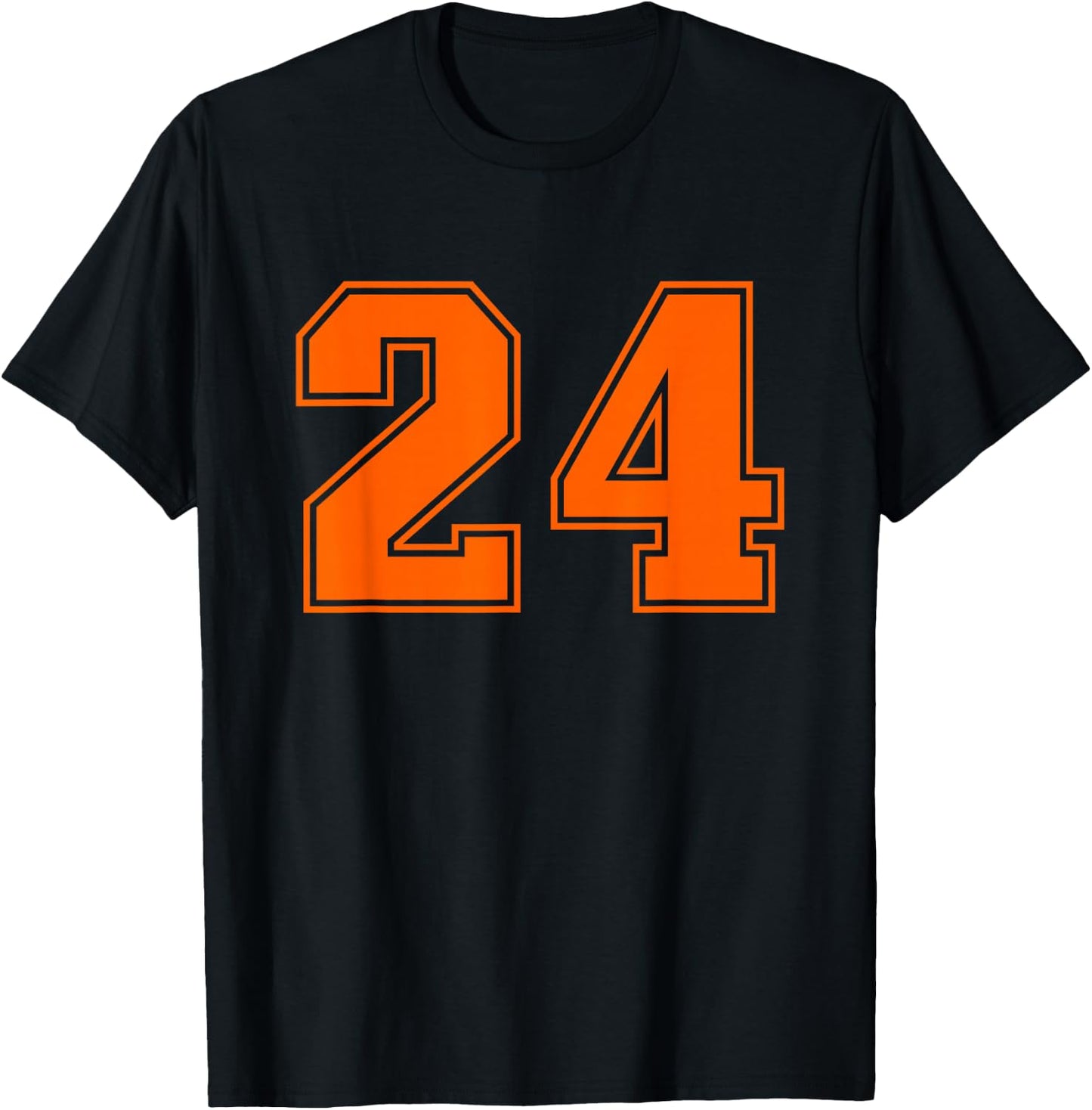 Number #24 Orange Varsity Number T-Shirt - T-Shirt | Black