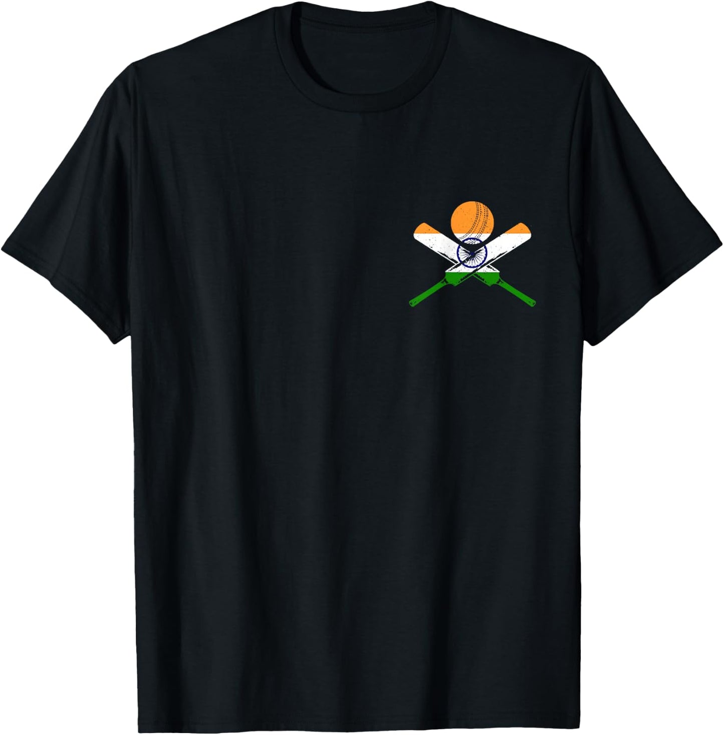 Indian Flag Cricket Bat Ball India T-Shirt - T-Shirt | Black