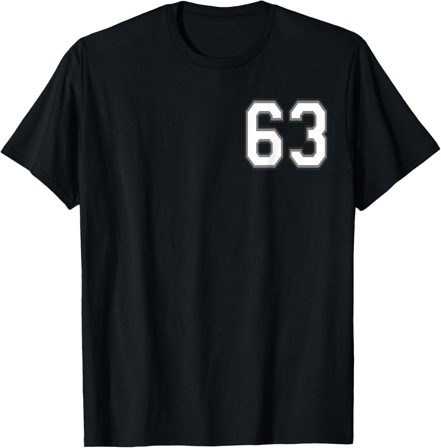 Number 63 in Black, White and Gray T-Shirt - T-Shirt | Black