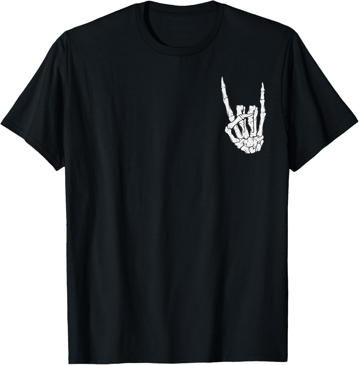 Skeleton Rock Hand Pocket Lazy Halloween Costume Cool Bones T-Shirt - T-Shirt | Black