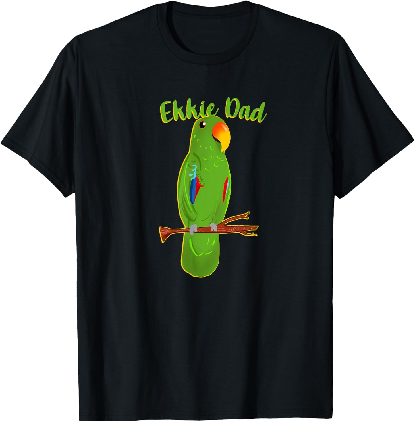 Ekkie Dad Eclectus Parrot Adorable Bird Cute Drawing T-Shirt - T-Shirt | Black