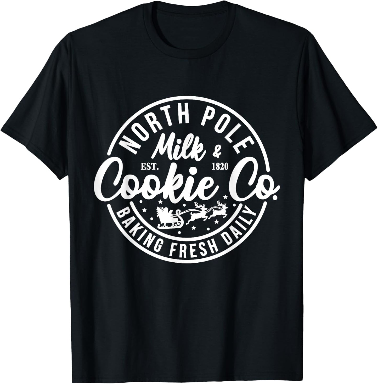 North Pole Milk And Cookie Co Funny Baking Christmas Costume T-Shirt - T-Shirt | Black