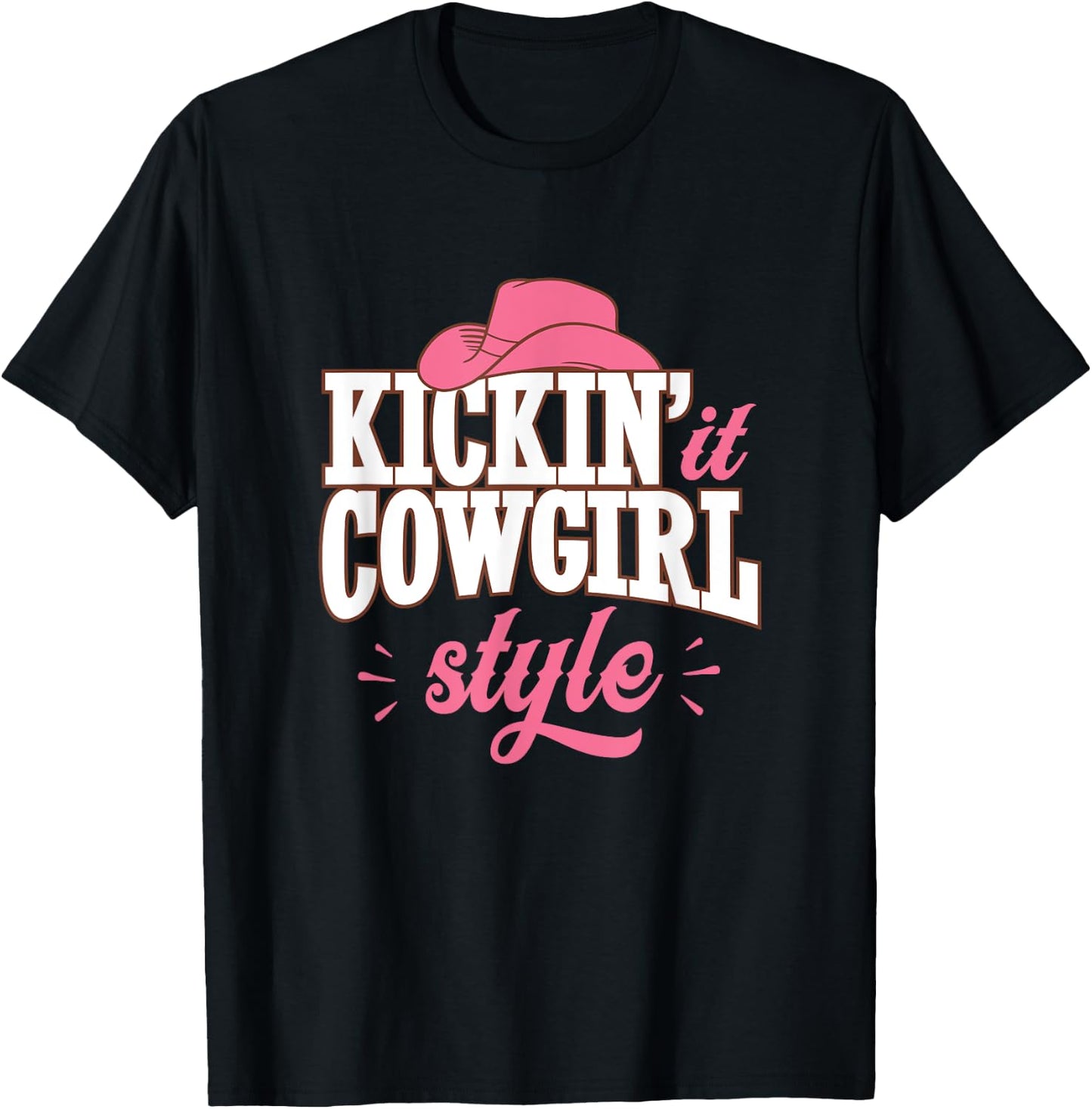 Cowgirl Style Country Western Rodeo Women Girls T-Shirt - T-Shirt | Black