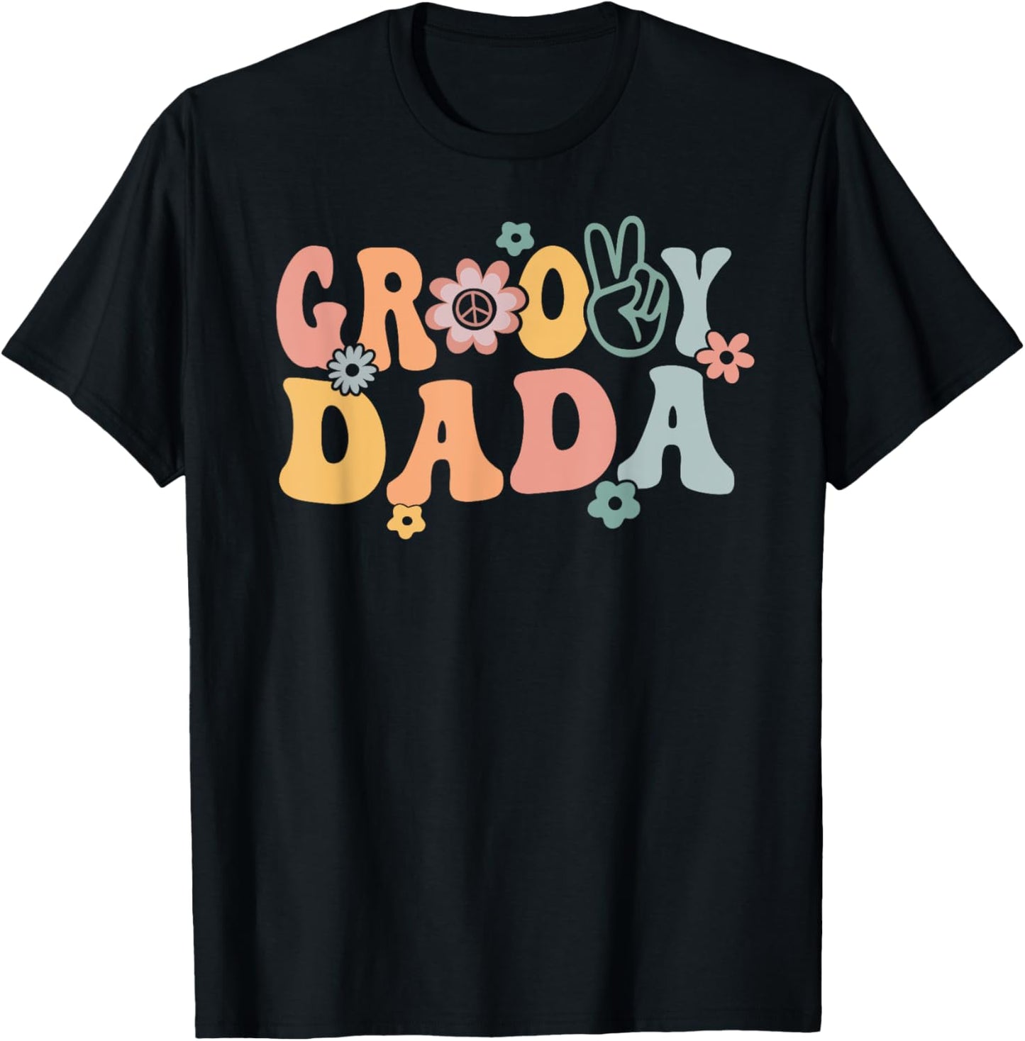 Groovy Dada Retro Dad Matching Family 1st Birthday Party T-Shirt - T-Shirt | Black