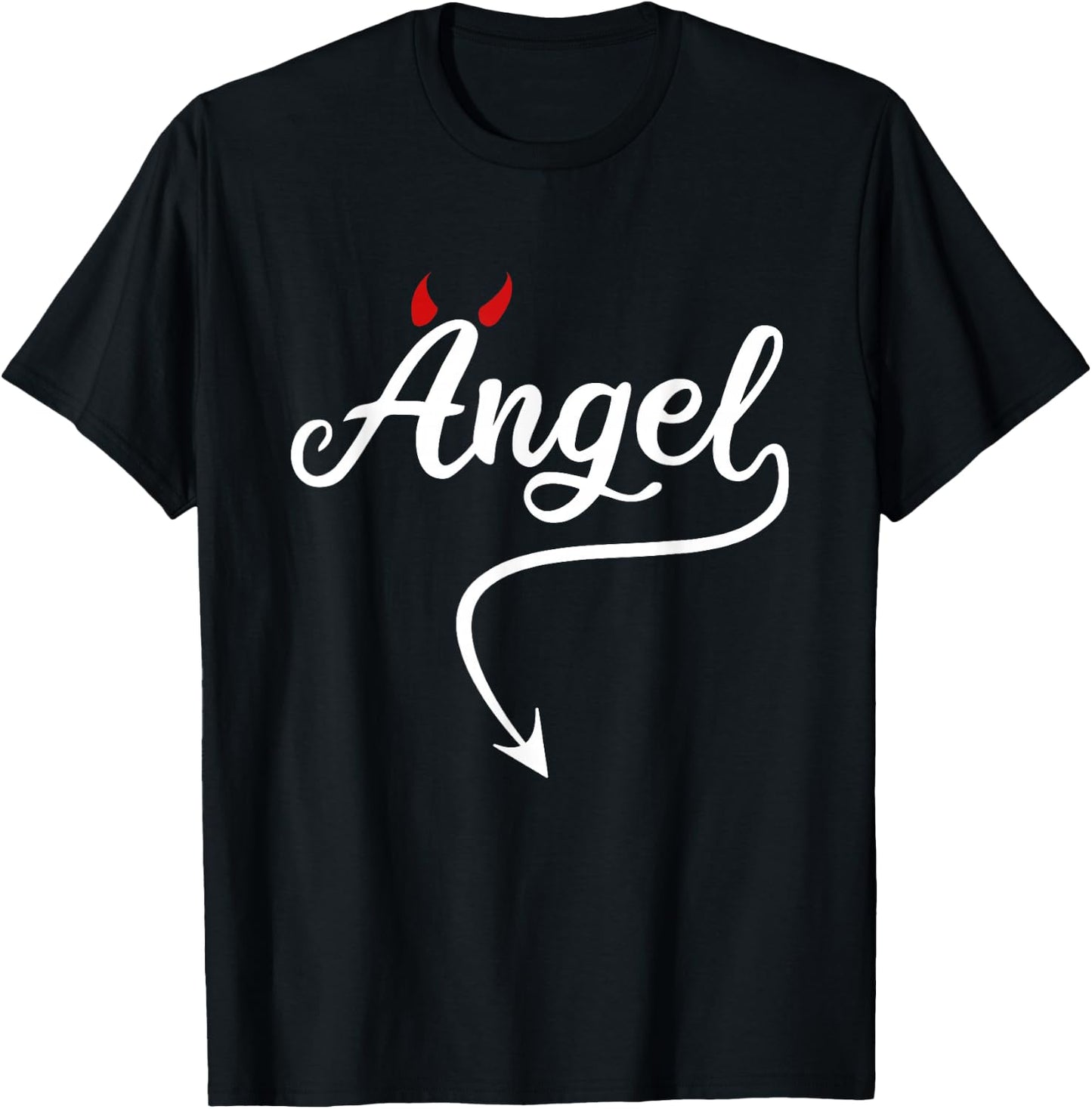 Devil Angel Costume Angel vs Devil Angel and Devil Halloween T-Shirt - T-Shirt | Black