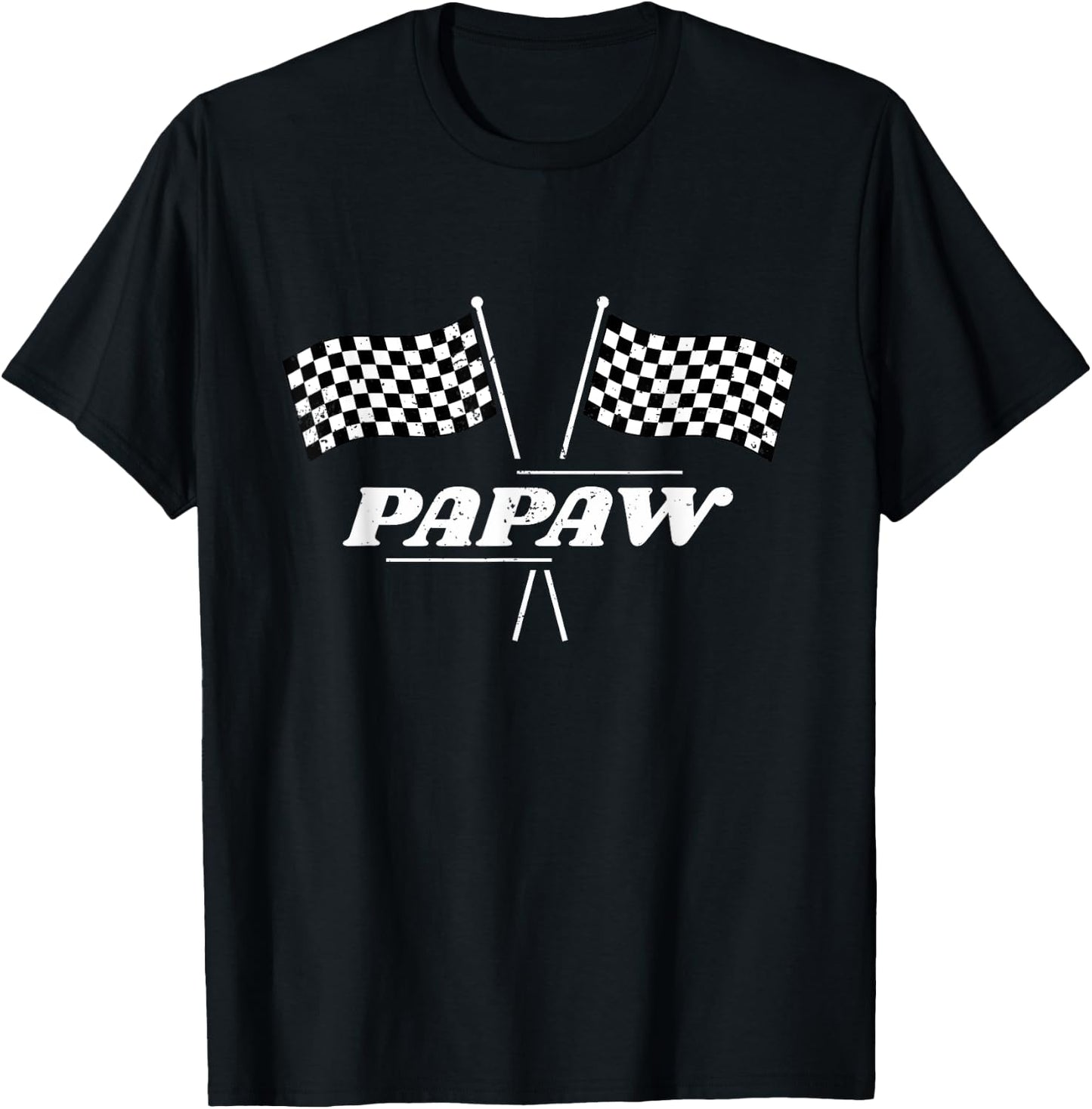 Pit Crew Papaw Racing Car Family Matching Birthday Party T-Shirt - T-Shirt | Black