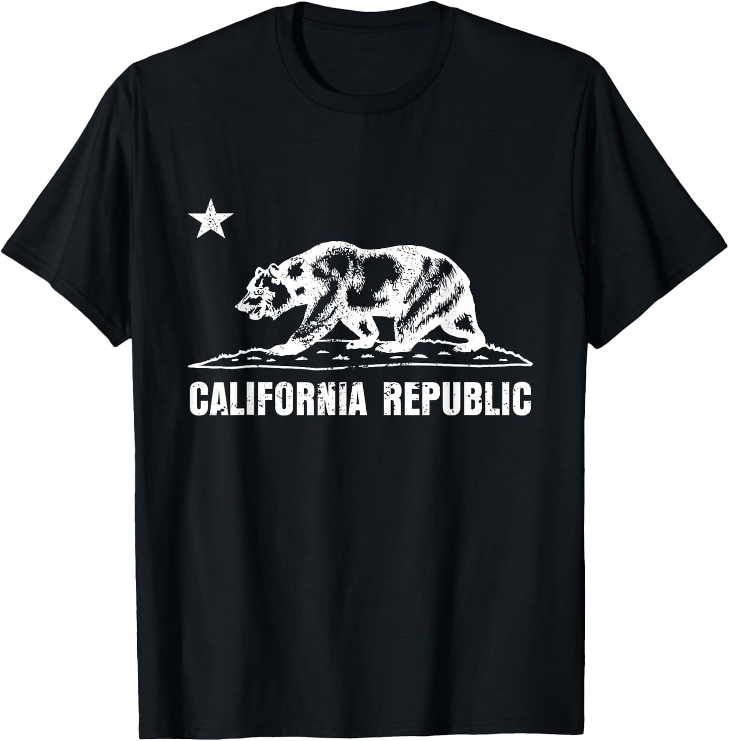 California Funny State Bear Vintage Distressed Graphic T-Shirt - T-Shirt | Black