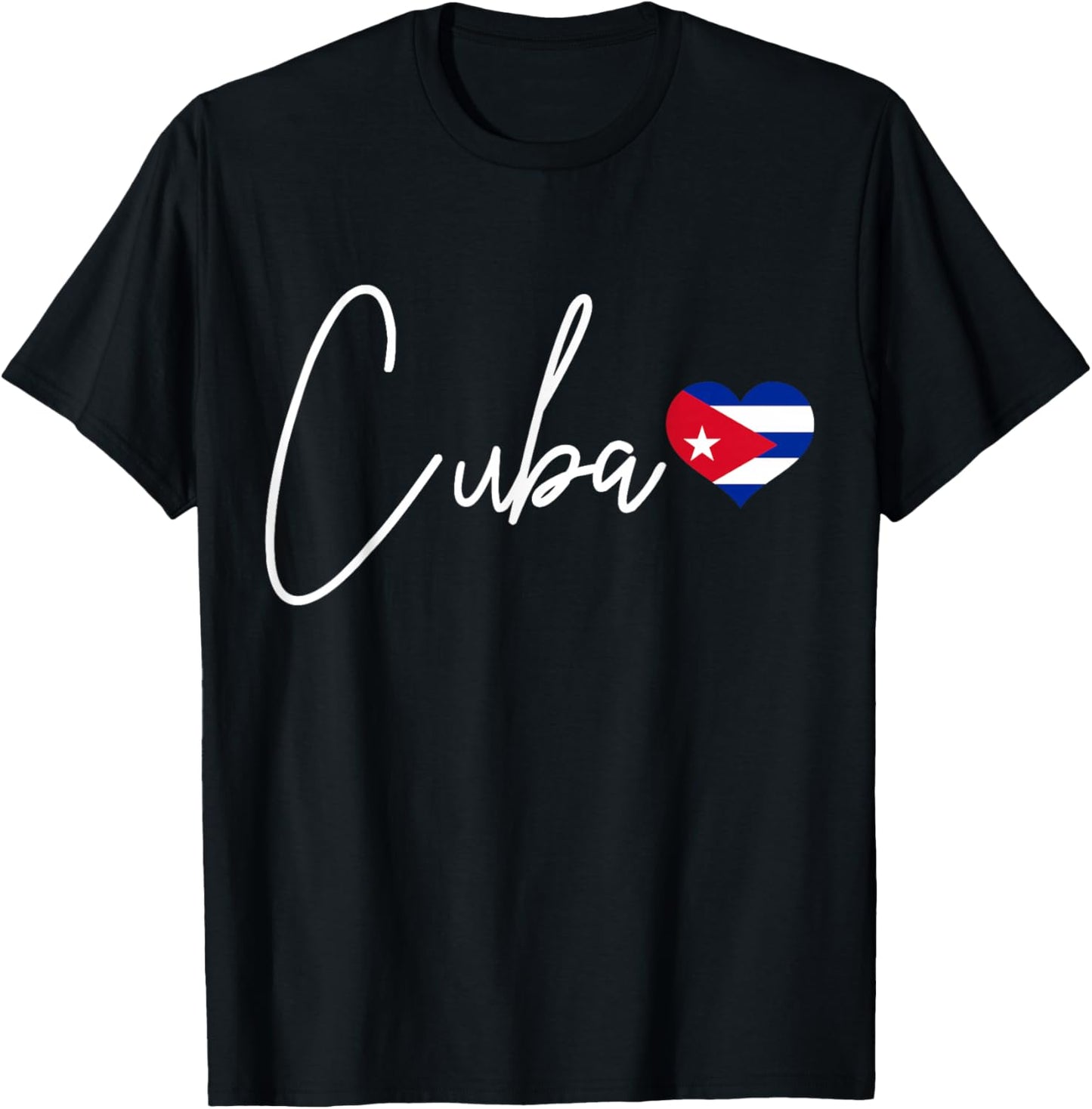 Cuba Heart Pride Cuban Flag T-Shirt - T-Shirt | Black
