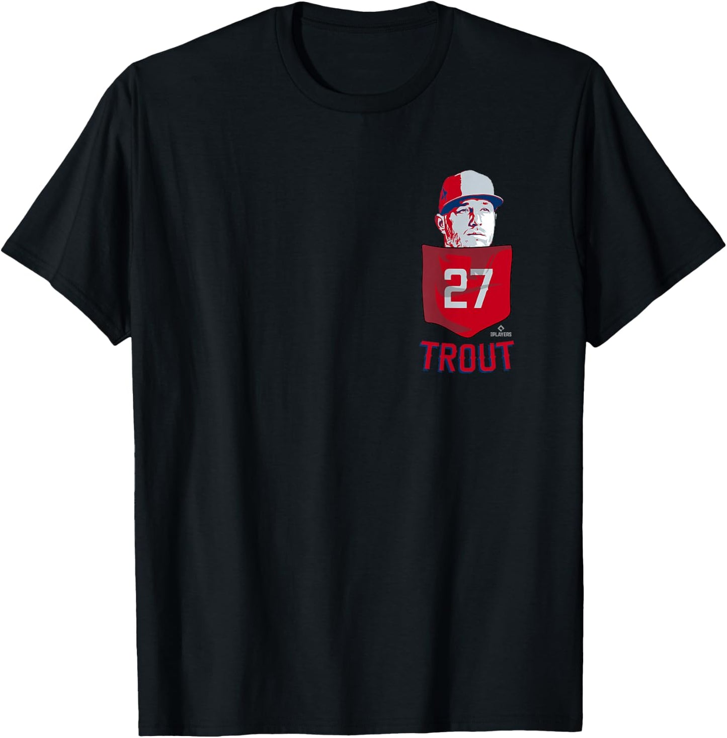 Mike Trout Los Angeles Baseball Pocket MLBPA T-Shirt - T-Shirt | Black