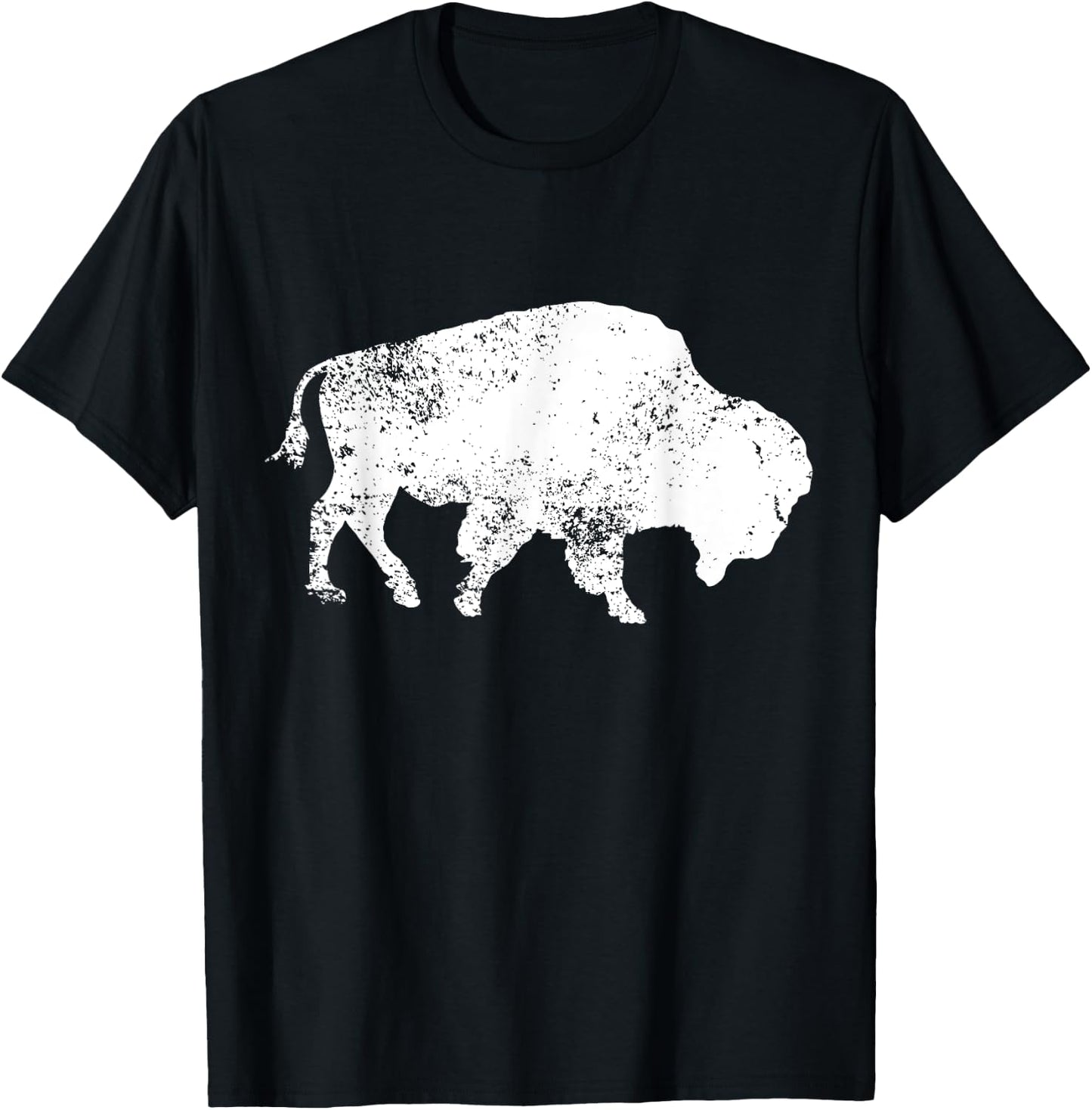 Vintage Buffalo Bison Print Design Distressed Bison T-Shirt - T-Shirt | Black
