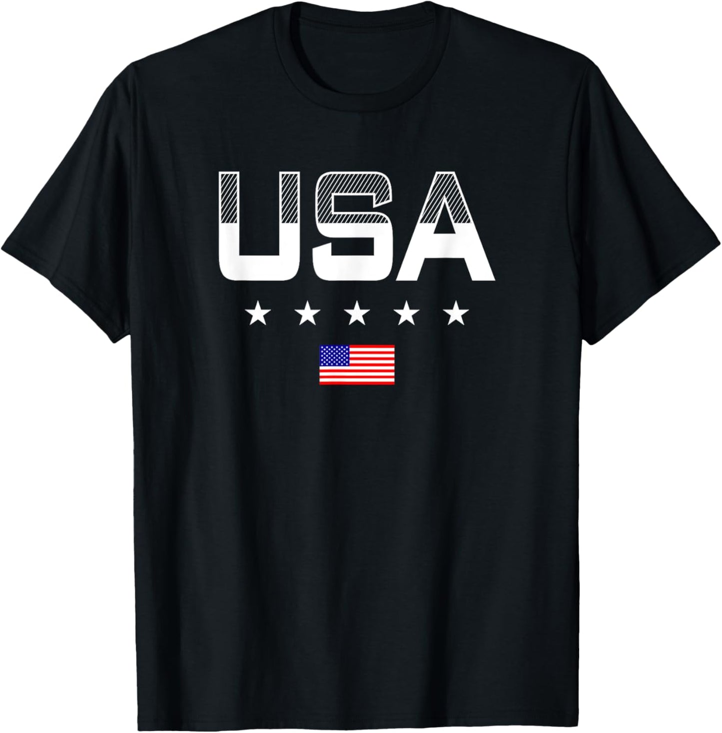 USA Women Men Patriotic American Flag 4th of July T-Shirt - T-Shirt | Black