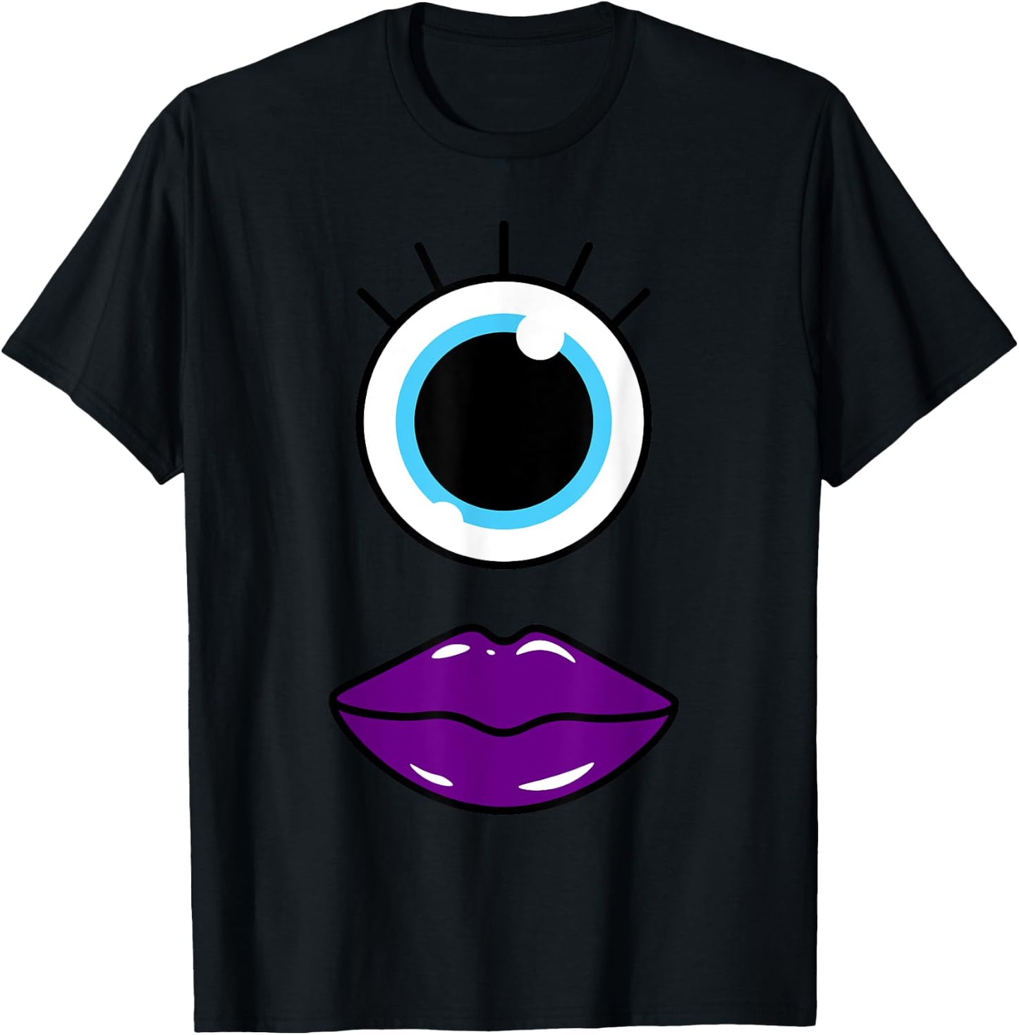 Funny Cute Goth Monster Face Eyeball Easy Halloween Costume T-Shirt - T-Shirt | Black