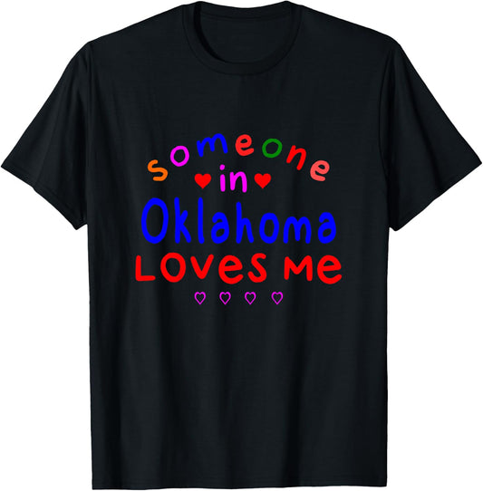 Kids Someone in Oklahoma Loves Me Kids Boys Girls T-Shirt - T-Shirt | Black