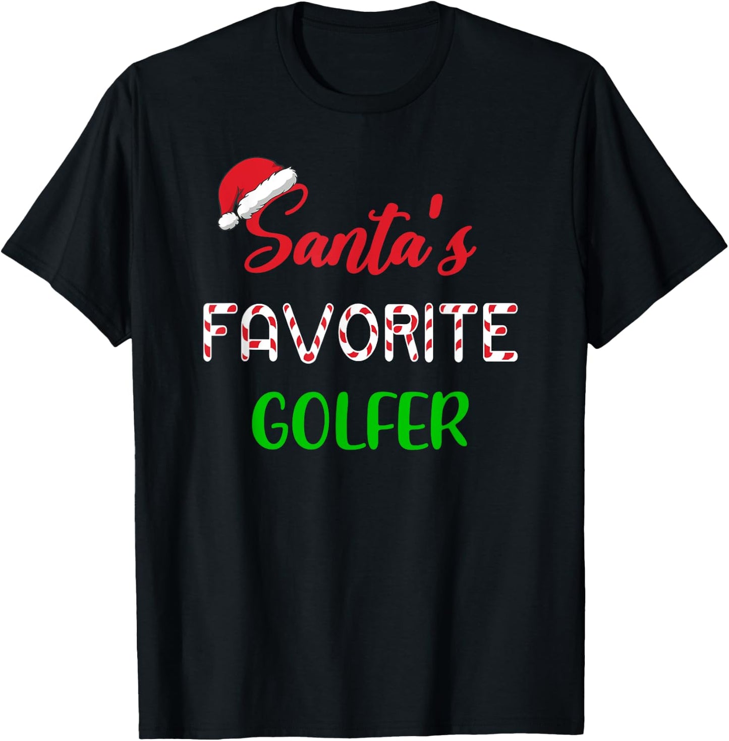 Santas Favorite Golfer Gift Funny Golf Christmas T-Shirt - T-Shirt | Black