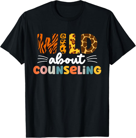 Cute Wild About Counseling Leopard Teacher Counselor Men Women T-Shirt - T-Shirt | Black