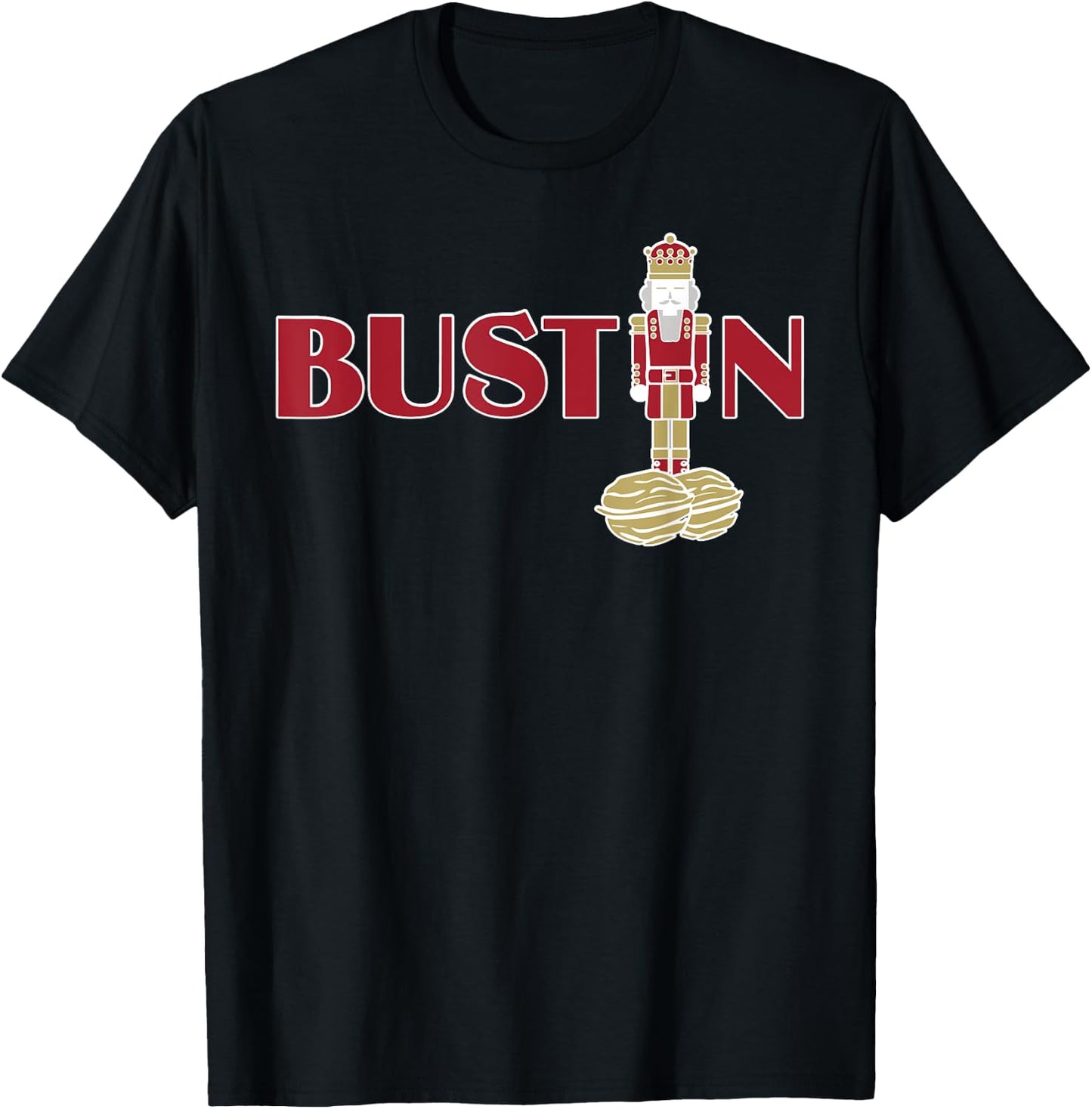 Funny Adult Nut Cracker Bustin Gym Christmas Weightlifting T-Shirt - T-Shirt | Black
