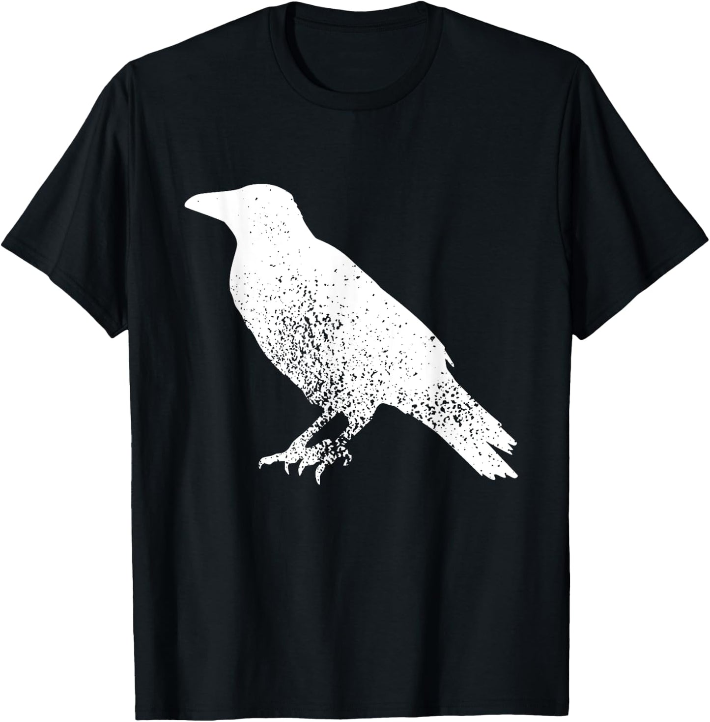 Distressed Crow Bird Print Raven Vintage Bird T-Shirt - T-Shirt | Black