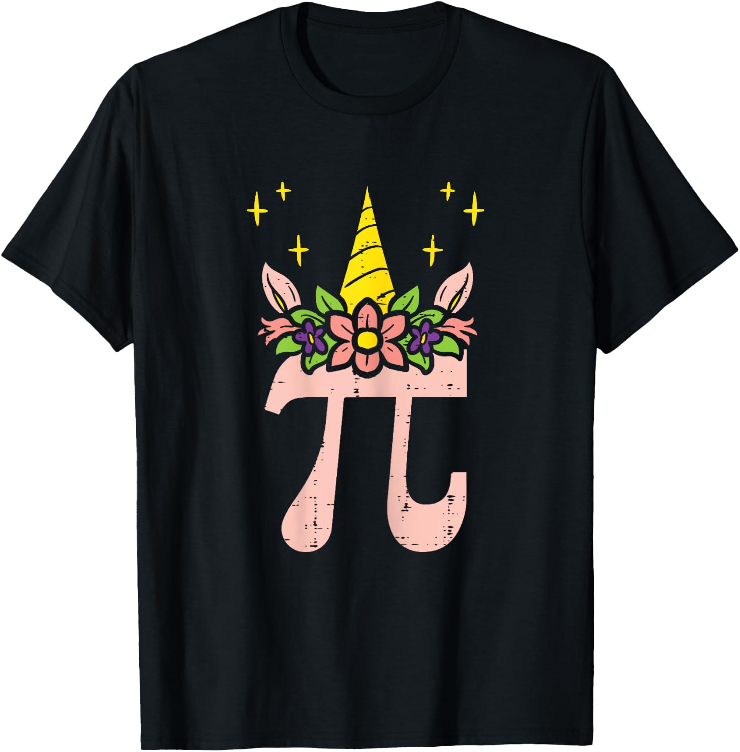 Pi Day Symbol Unicorn Head Cute 314 Math Pun Geek Girls Kids T-Shirt - T-Shirt | Black