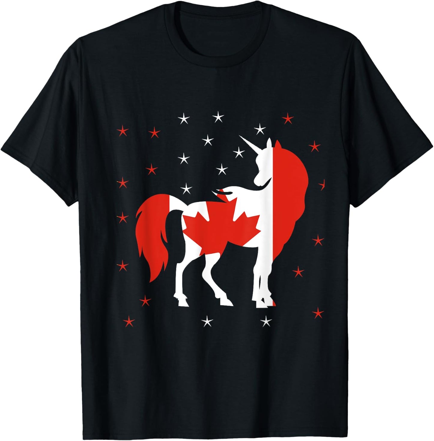 Unicorn Canada Flag Canadian T-Shirt - T-Shirt | Black